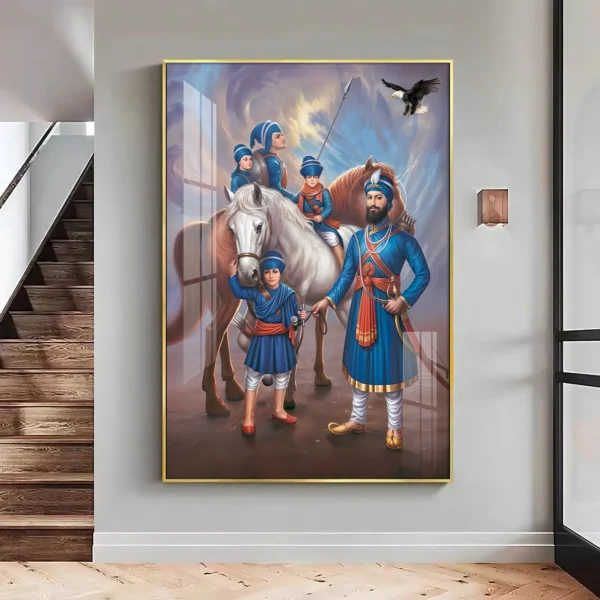 Guru Gobind Singh and 4 Sahibzade Virtual Wall Art – Divine Prosperity for Your Digital Home - Image 4