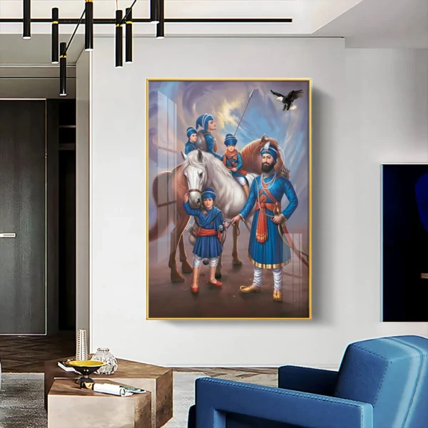 Guru Gobind Singh and 4 Sahibzade Virtual Wall Art – Divine Prosperity for Your Digital Home - Image 2